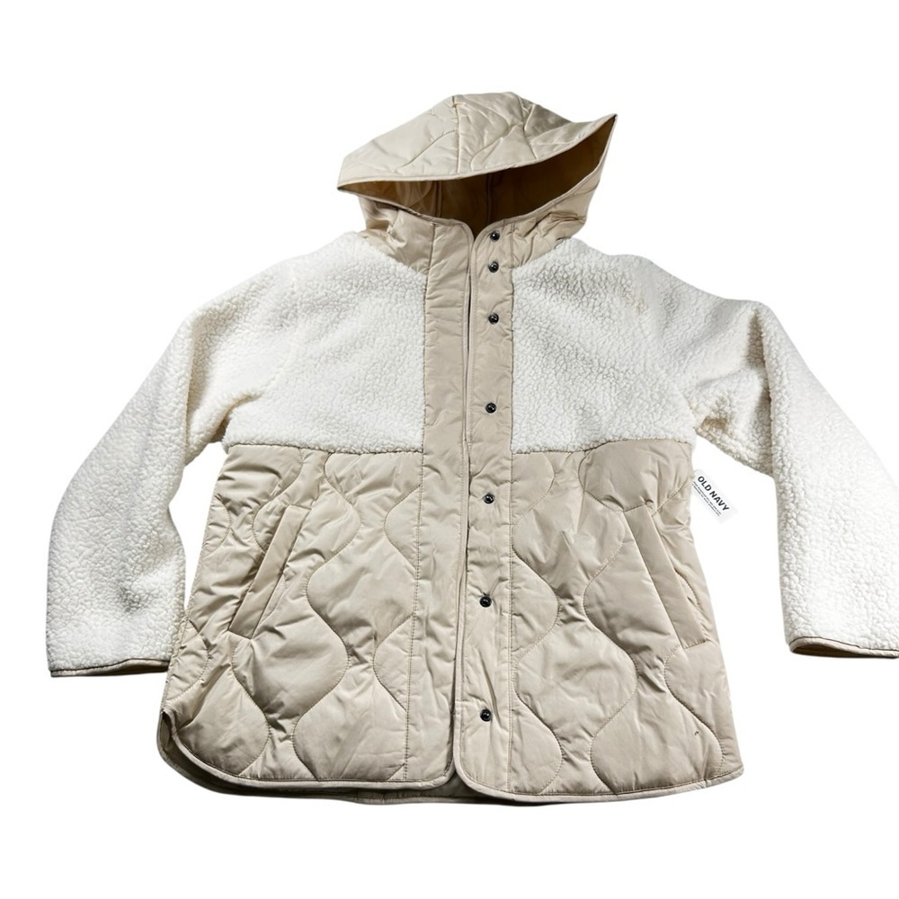 Hooded Sherpa Quilted Hybrid Coat for Girls size 14 - 16 NWT - Picture 2 of 13
